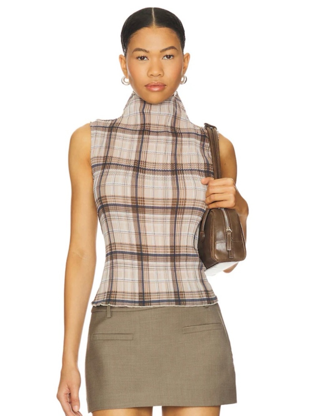 LIONESS Ford Top Tan Plaid